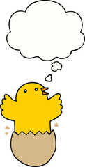 cartoon hatching bird and thought bubble