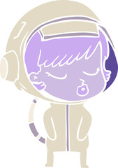 flat color style cartoon pretty astronaut girl
