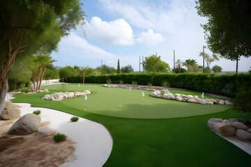 mini gold court. generative AI illustration.