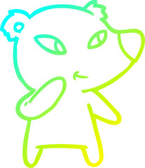cold gradient line drawing cute cartoon bear
