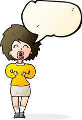 cartoon screaming woman with speech bubble