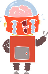 flat color style cartoon crying robot
