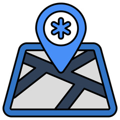 A flat design icon of medical location 