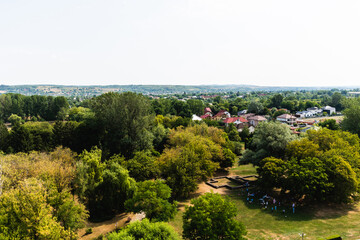 Aerial view of Chindia park seen from the tower. Targoviste, Romania.