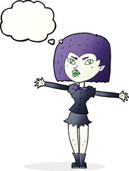 cartoon vampire girl with thought bubble