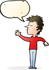 cartoon dismissive man with speech bubble