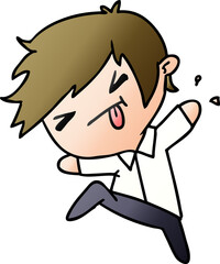 gradient cartoon of a kawaii cute boy