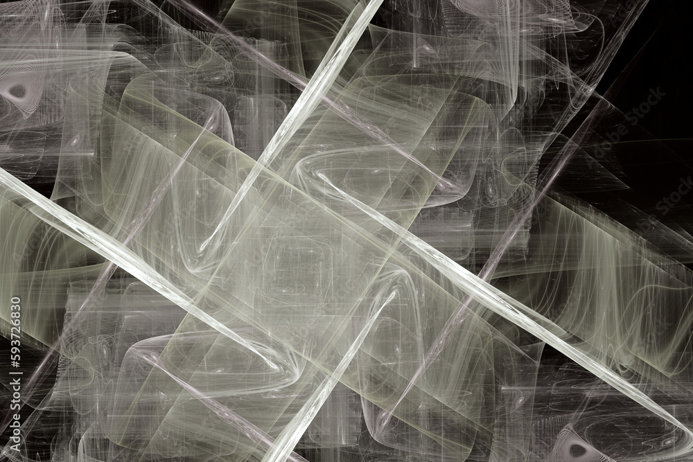 Aufkleber gray pattern of crooked waves on a black background. abstract fractal 3d rendering