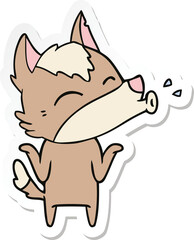 sticker of a howling wolf cartoon