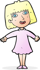 cartoon happy woman in dress