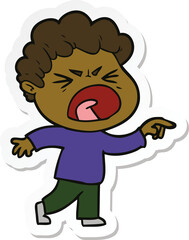 sticker of a cartoon furious man