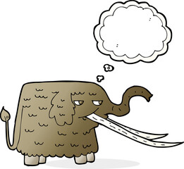 cartoon woolly mammoth with thought bubble