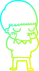 cold gradient line drawing cartoon calm boy
