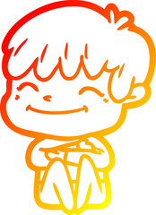 warm gradient line drawing cartoon happy boy