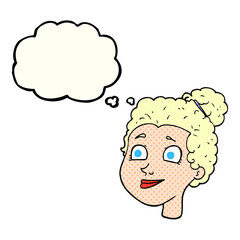 thought bubble cartoon female face
