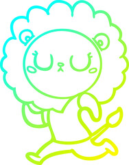 cold gradient line drawing cartoon running lion