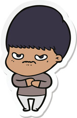 sticker of a annoyed cartoon boy