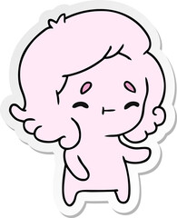 sticker cartoon of a kawaii cute ghost