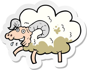 sticker of a cartoon sheep