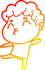 warm gradient line drawing cartoon man pouting