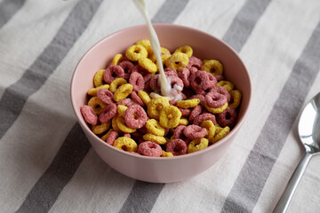 Cereal Loops with Whole Milk for Breakfast