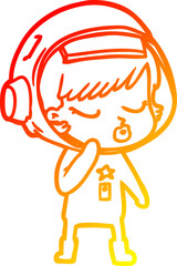 warm gradient line drawing cartoon pretty astronaut girl