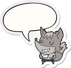 cartoon halloween werewolf and speech bubble sticker