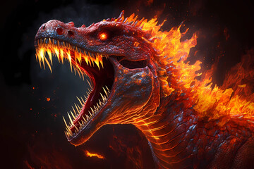 Fire Dragon. AI generation