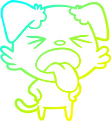 cold gradient line drawing cartoon disgusted dog