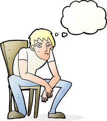 cartoon dejected man with thought bubble
