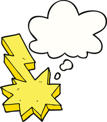 cartoon lightning strike and thought bubble