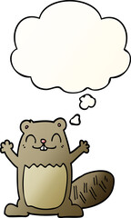 cartoon beaver and thought bubble in smooth gradient style