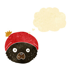 cartoon teddy bear face with thought bubble