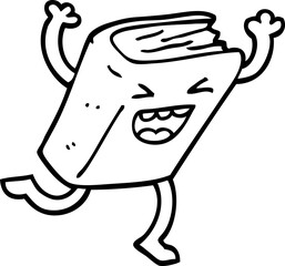 line drawing cartoon dancing book