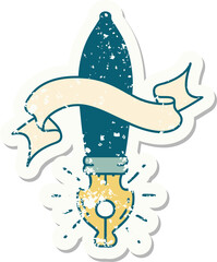 grunge sticker of tattoo style fountain pen