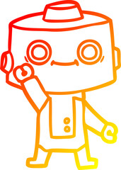 warm gradient line drawing cartoon robot