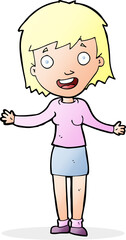 cartoon excited woman