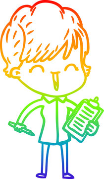 recommend clip art: rainbow gradient line drawing cartoon laughing woman