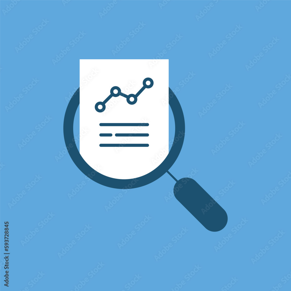 Poster result monitoring like cartoon review with magnifier icon. concept of key performance indicator or b