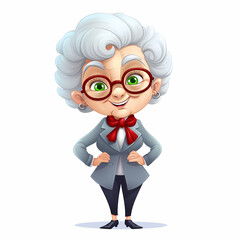 Happy Grand mother as Business woman illustration. Generative AI