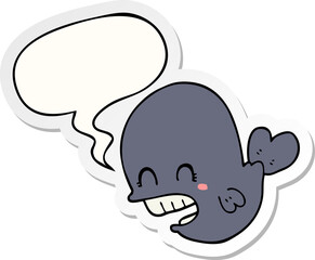cartoon whale and speech bubble sticker