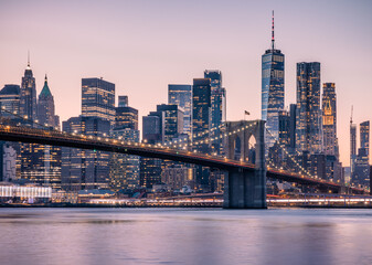 Fototapeta na wymiar New Yord Brooklyn bridge and city skyline