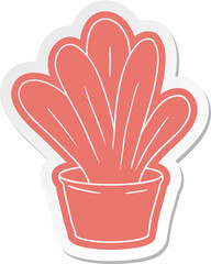 cartoon sticker of a green indoor plant