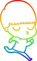 rainbow gradient line drawing cartoon calm boy