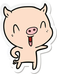 sticker of a happy cartoon pig