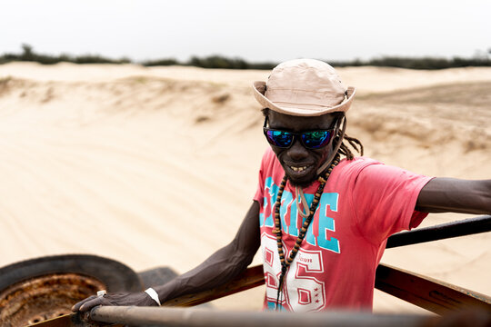 man on a jeep car