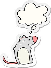 cartoon fat rat and thought bubble as a printed sticker