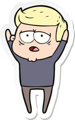 sticker of a cartoon tired man
