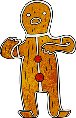 textured cartoon doodle of a gingerbread man