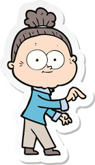 sticker of a cartoon happy old woman